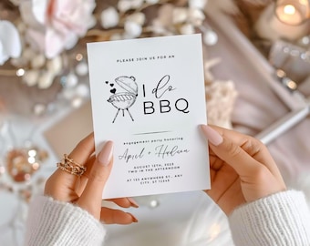 I Do BBQ Invitation, I Do Bbq Engagement, hand drawn engagement party invite, Bbq Couples Shower, Bbq Rehearsal Dinner, Bbq Engagement Party