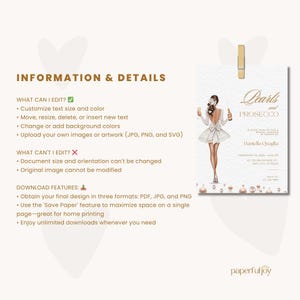 Pearls And Prosecco Bridal Shower Invite, Pearls & Prosecco Bridal Baby Wedding Shower, Cocktail Pearls Bridal Shower, Champagne Shower image 7