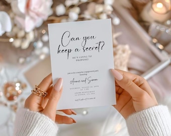 Digital Engagement Party Invitation Template, Surprise Engagement Party Invitation, Minimalist Engagement Party Invite, Surprise Proposal