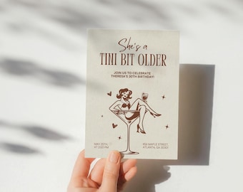 Editable A Tini Bit Older Birthday Party Invitation, A Tini Bit Older Dirty Espresso Martini Invitation, Death to my Youth 30th Birthday