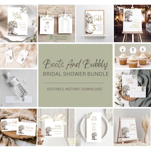 Boots And Bubbly Bridal Invitation Bundle, Boots And Bubbly Bridal Shower Games, Country Western Champagne Shower, Cowboy Boots Bridal Showe