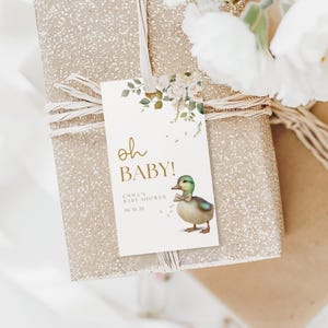 Mallard Duck Baby Shower Tag | Editable Favor Tags for Baby Shower | Duck Hunting Theme Labels | Printable Thank You Gift Tags Template