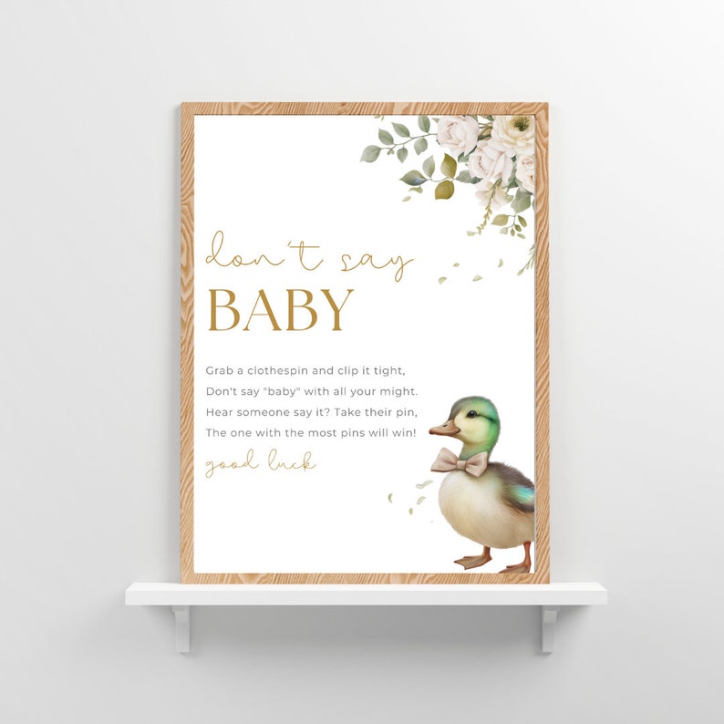 Don’t Say Baby Shower Game – Wooden Sign With 50 Clothespins, Gender Reveal & Party Decor - View #9