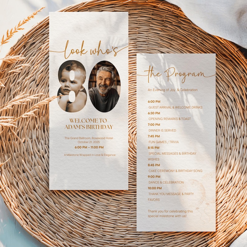 80th Birthday Dinner Program With Photo, Look Who’s 80 Template ...