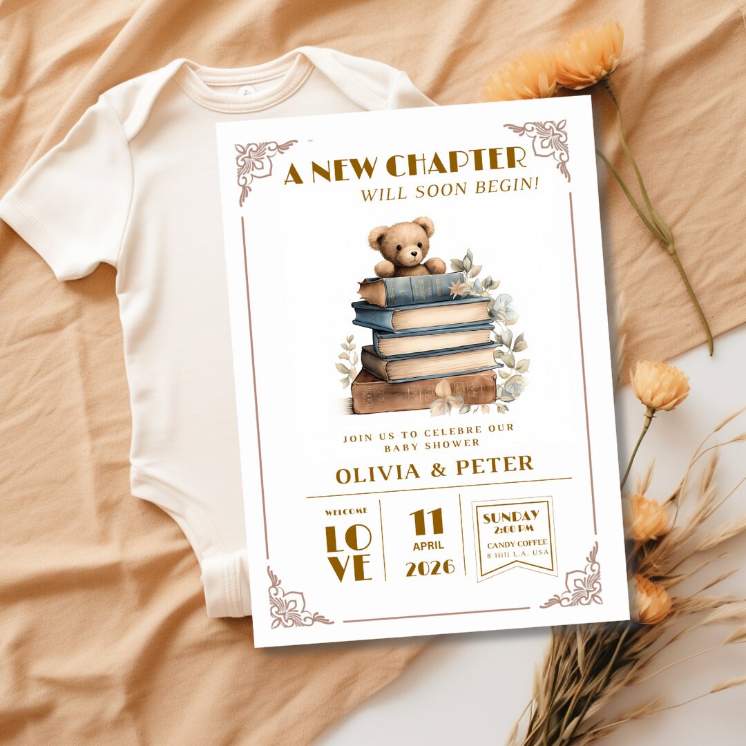 Storybook Baby Shower Invitation, Book Themed Baby Shower Invite