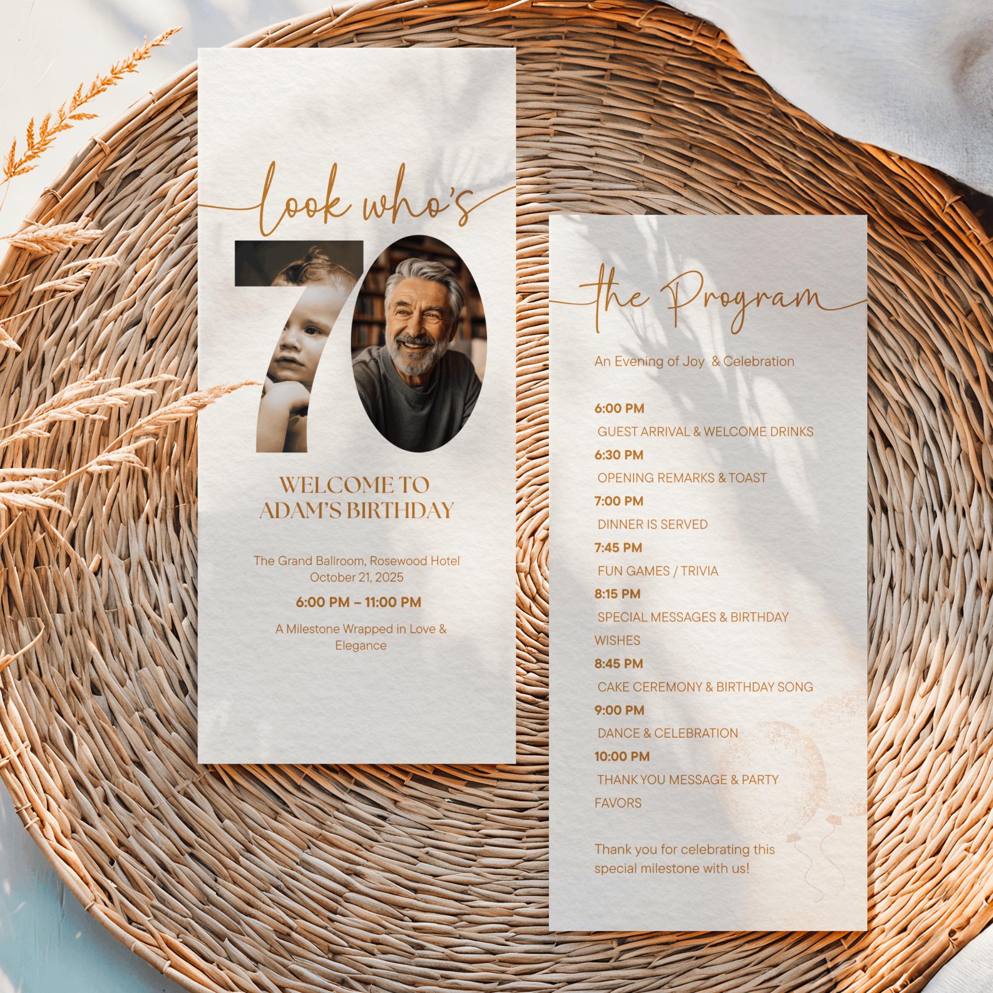 70th Birthday Dinner Program With Photo, Look Who’s 70 Template ...