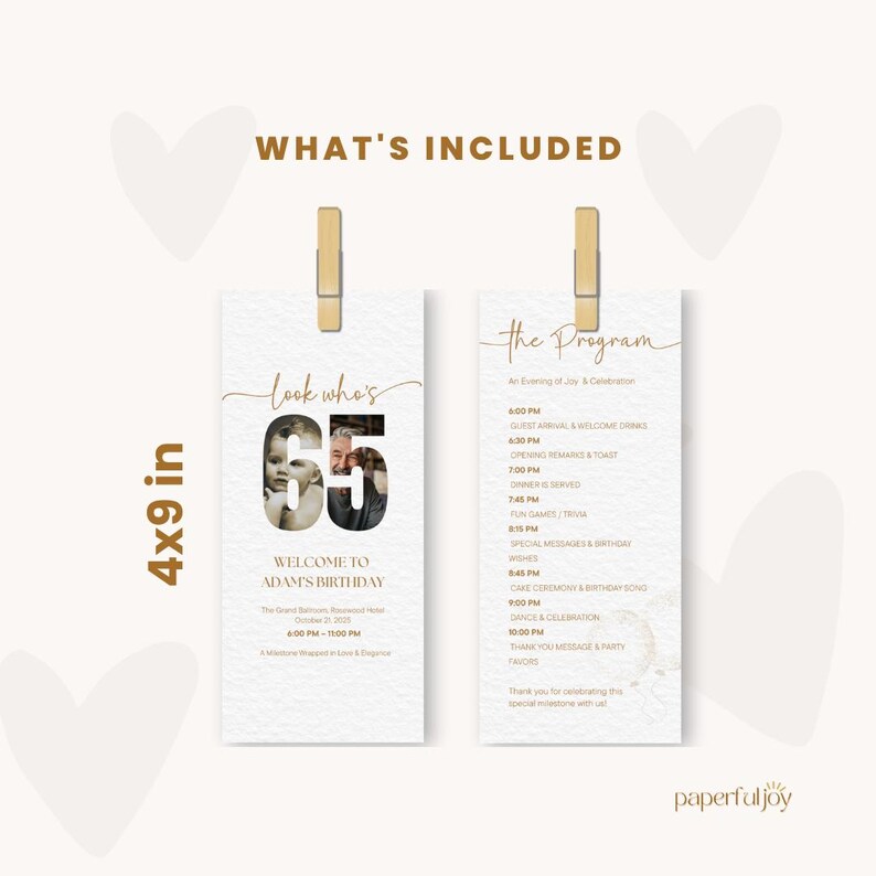 65th Birthday Dinner Program With Photo, Look Who’s 65, Editable 4x9 ...