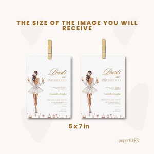 Pearls And Prosecco Bridal Shower Invite, Pearls & Prosecco Bridal Baby Wedding Shower, Cocktail Pearls Bridal Shower, Champagne Shower image 6