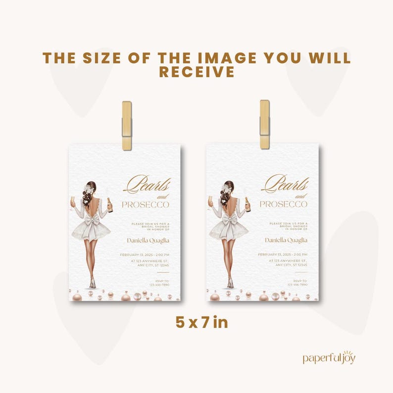 Pearls And Prosecco Bridal Shower Invite, Pearls & Prosecco Bridal Baby Wedding Shower, Cocktail Pearls Bridal Shower, Champagne Shower image 6