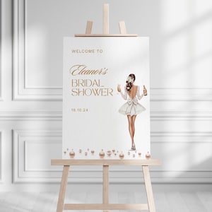EDITABLE Bridal Shower Welcome Sign, Pearls and Prosecco Bridal Shower Welcome Sign, Champagne Pearls & Prosecco Bridal Shower Poster