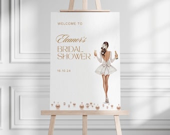 EDITABLE Bridal Shower Welcome Sign, Pearls and Prosecco Bridal Shower Welcome Sign, Champagne Pearls & Prosecco Bridal Shower Poster