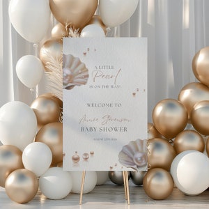 Unter dem Meer-Babyparty-Willkommensschild, Ocean & Sea-Babyparty-Willkommensschild, kleine Perle-Babyparty-Willkommensschild, Ocean-Babyparty-Poste