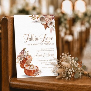 Engagement Party Invitation Template, Surprise Engagement Party Invite, Fall in Love for a Surprise Proposal Invite, Fall Engagement Party