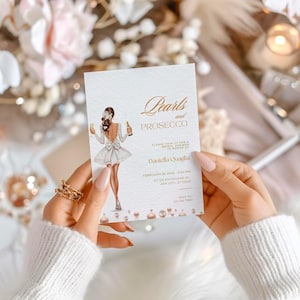 Pearls And Prosecco Bridal Shower Invite, Pearls & Prosecco Bridal Baby Wedding Shower, Cocktail Pearls Bridal Shower, Champagne Shower