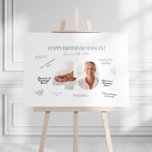 Panneau de signature modifiable pour 40e anniversaire Imprimable, signe photo minimal de 40e anniversaire, affiche de souvenirs de 40e anniversaire, 40e plaque de bienvenue