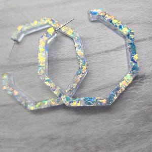 Iridescent Hoops. Resin Hoops. Statement Earrings. Iridescent Hoop Earrings. Resin Iridescent Earrings. Holographic Hoops. Resin Earrings.
