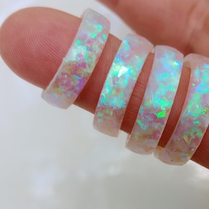 Iridescent Resin Ring. Rainbow Iridescent Resin Ring. Stacking Resin Ring. Faceted Resin Ring. Unique Resin Ring. Iridescent ring.
