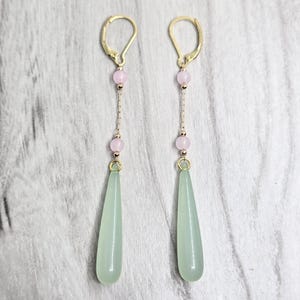 Jade Earrings. Jade Dangle Earrings. Dangle Earrings. Dangle Earrings. Handmade Earrings. Long Earrings. Gold Earrings.