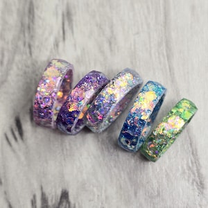 Mermaid Glitter Iridescent Ring. Chose a Color Iridescent Ring. Resin Ring. Faceted Ring. Glitter Iridescent Ring. Iridescent Ring.