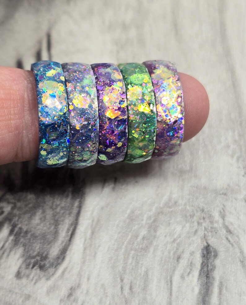 Mermaid Glitter Iridescent Ring. Chose a Color Iridescent Ring. Resin ...