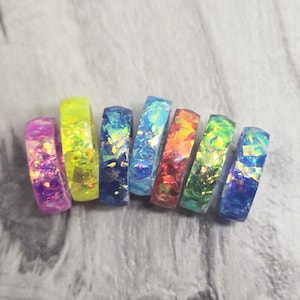 Iridescent Ring. Chose a Color Iridescent Ring. Iridescent Resin Ring. Holographic Resin Ring. Faceted Ring. Colorful Iridescent Ring.
