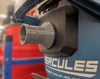 Adapter for Hercules 12 Gallon OSHA-Compliant HEPA Dust Extractor to use a Festool Cleantec 27D (compatible) hose.