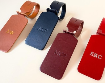 Etiqueta de equipaje de cuero personalizada, etiqueta de bolso con monograma grabado a medida, accesorio de viaje hecho a mano, regalo para viajeros.