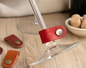 Set de colgantes personalizados de cuero para copas de vino – Etiquetas coloridas para bebidas, regalo para amantes del vino