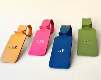 Personalized Leather Luggage Tag, Colorful Backpack & Suitcase Name Tag, Custom Travel Accessories