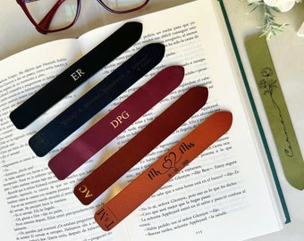 Personalized Leather Bookmark, Custom Anniversary Gift