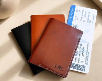 Funda de cuero personalizada para pasaporte, funda con monograma personalizado para viajeros.