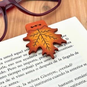 Ahornblatt Leder Lesezeichen für Herbst Liebhaber mit Herbstfarben, Seitenhalter Handgemachtes Geschenk für Frauen, Einzigartiges Buch Zubehör für Sie