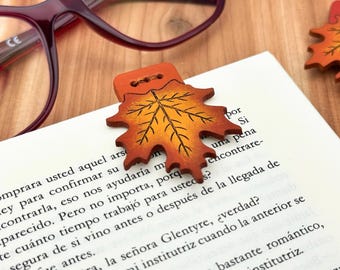 Maple Leaf Leather Bookmark: Fall Colors, Handmade Page Holder