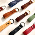 Personalized Leather Keychain, Embossed Name Key Fob, Custom Monogram Gift for Him or Her. product logo