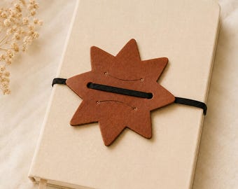 Leather Pen Holder for Notebook, Star-Shaped Elastic Journal Pen Loop