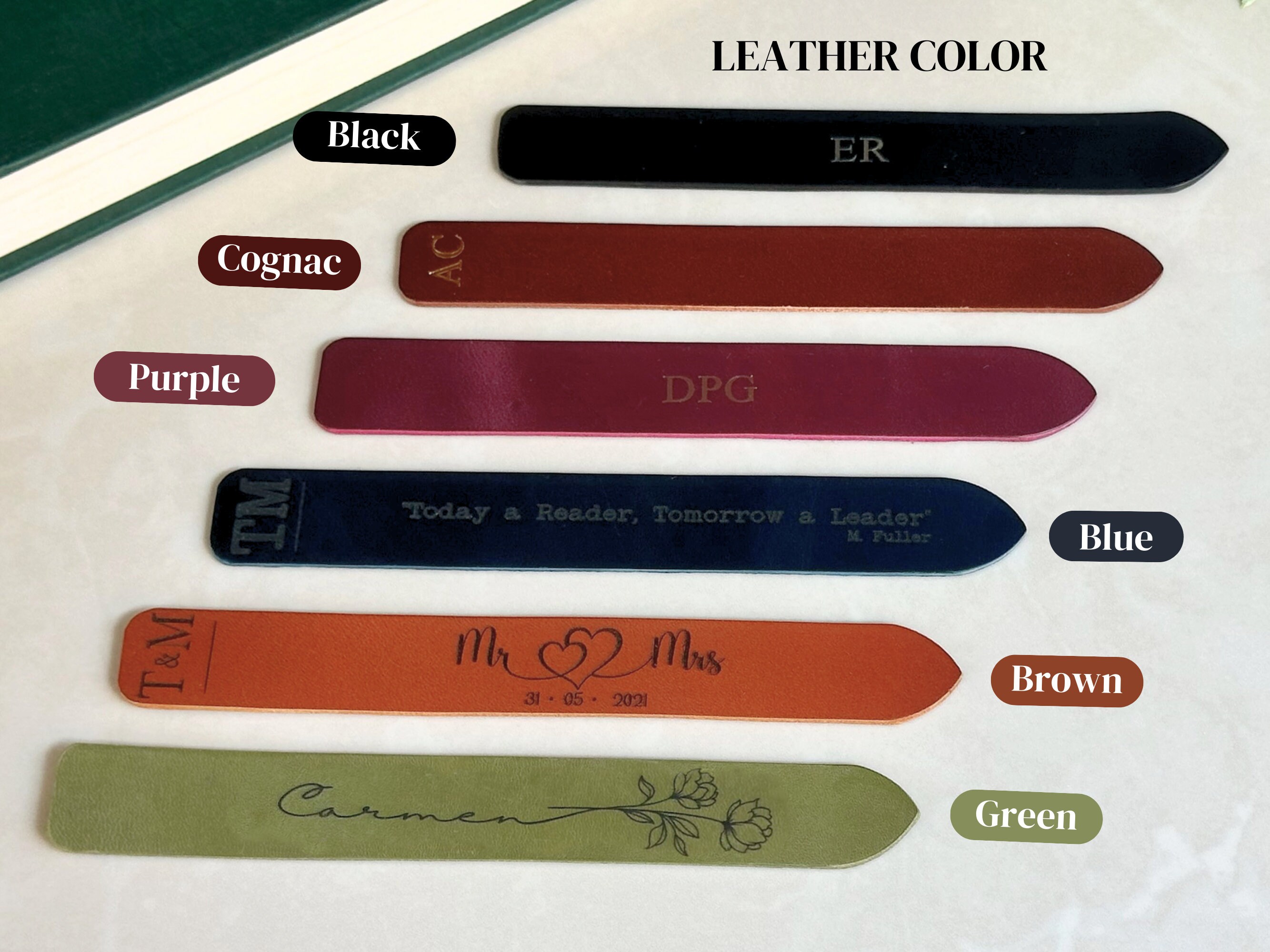 Personalized Leather Bookmark, Custom Anniversary Gift - Etsy