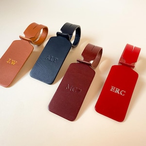 Leren bagagelabel gepersonaliseerd, op maat gegraveerd monogram bagagelabel voor reistaslabel, handgemaakte reisaccessoires cadeau voor reizigers
