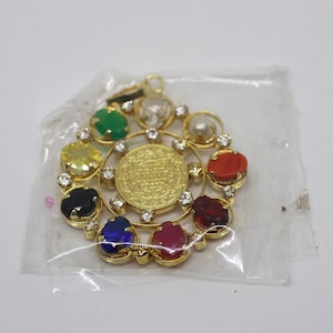 Natural Navratna Pendant, Navratna Necklace, Nine Gemstone Pendant, Precious Gemstone Pendant, 9 Planet Pendant,