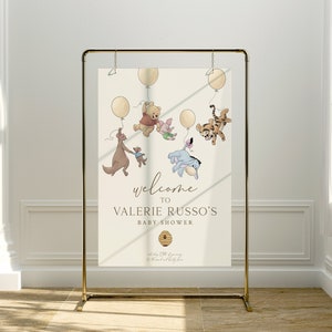 Classic Winnie The Pooh Baby Shower Welcome Sign Vintage Gender Neutral Baby Shower Editable Pooh Baby Shower Instant Digital Download Sign