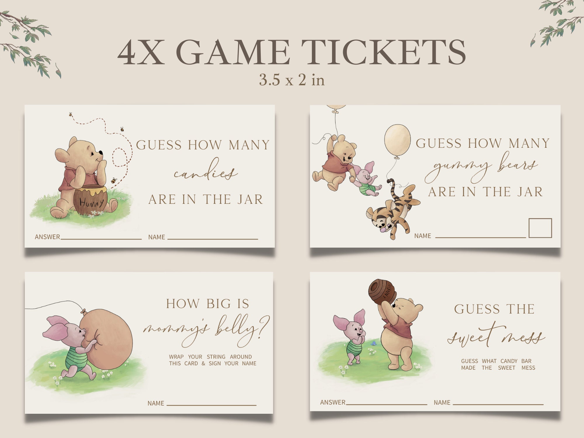 Classic Winnie the Pooh Baby Shower Game Bundle Vintage Winnie Pooh ...