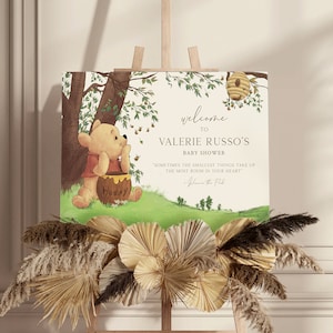 Classic Winnie The Pooh Baby Shower Welcome Sign,Winnie The Pooh Baby Shower Sign,Classic Pooh,Gender Neutral,Pooh Baby Shower Decorations