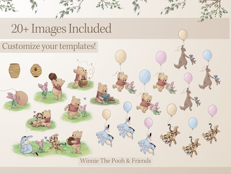 Classic Winnie the Pooh Baby Shower Game Bundle Vintage Winnie Pooh ...