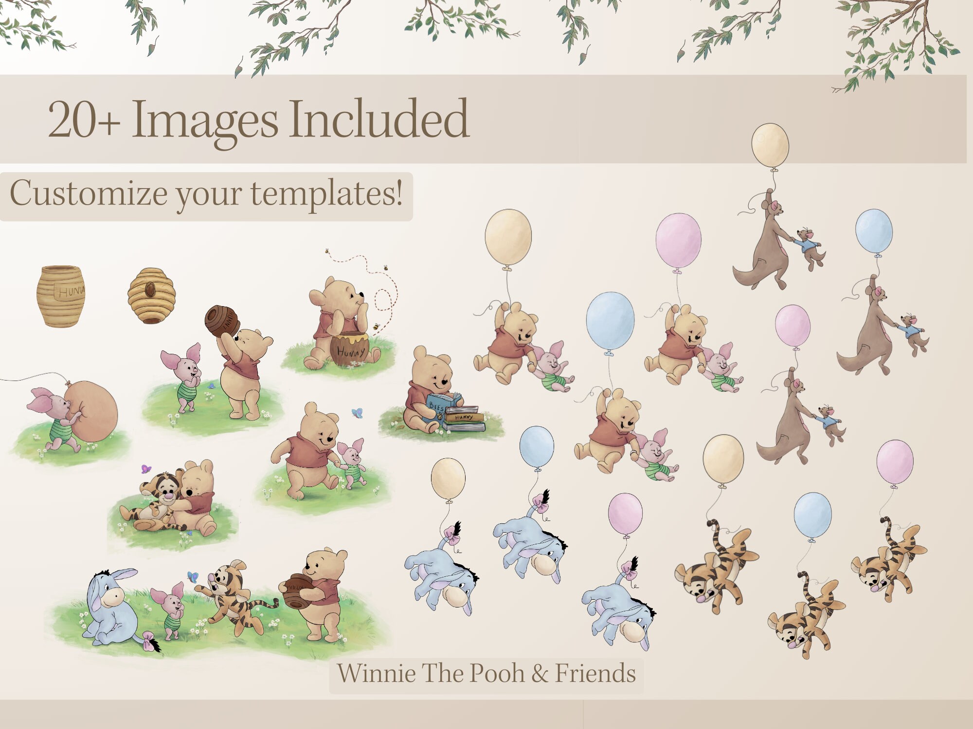 Classic Winnie the Pooh Baby Shower Game Bundle Vintage Winnie Pooh ...
