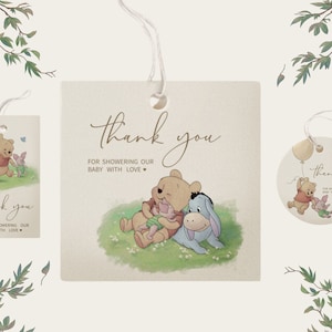 Classic Winnie the Pooh Baby Shower Favor Tag Vintage Winnie the Pooh Baby Shower Thank You Tag Editable Printable Pooh Thank You Gift Tag