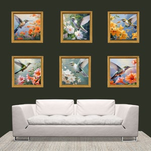 Set of 6 Hummingbird Prints, Bird Print, Bird Home Decor, Hummingbird Art Print, Hummingbird Wall Art, Tropical Bird Wall Art, Poster