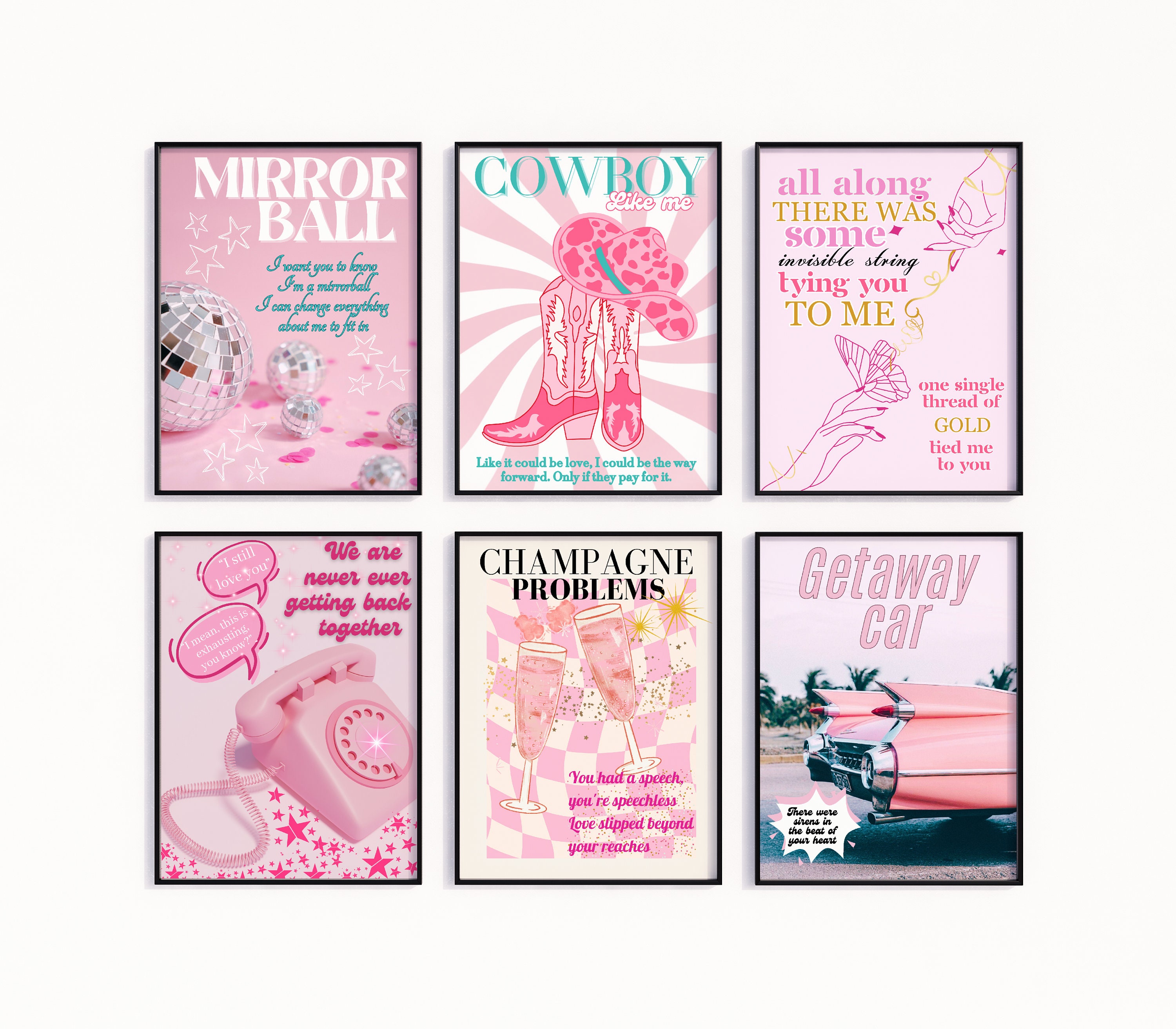 Set of 6 Taylor Prints, Preppy Girly Dorm Room Decor, Taylor Swift Wall ...