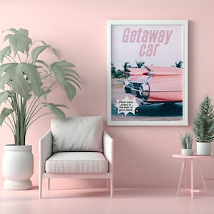 Taylor Getaway Car Digital Print Retro Aesthetic Red Girly 