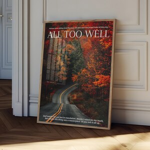 Stampa poster autunnale, Fin troppo bene, regalo Taylor Swiftie, versione Red Taylors, Taylor Swift Wall Art, download digitale, Eras Tour, stampabile