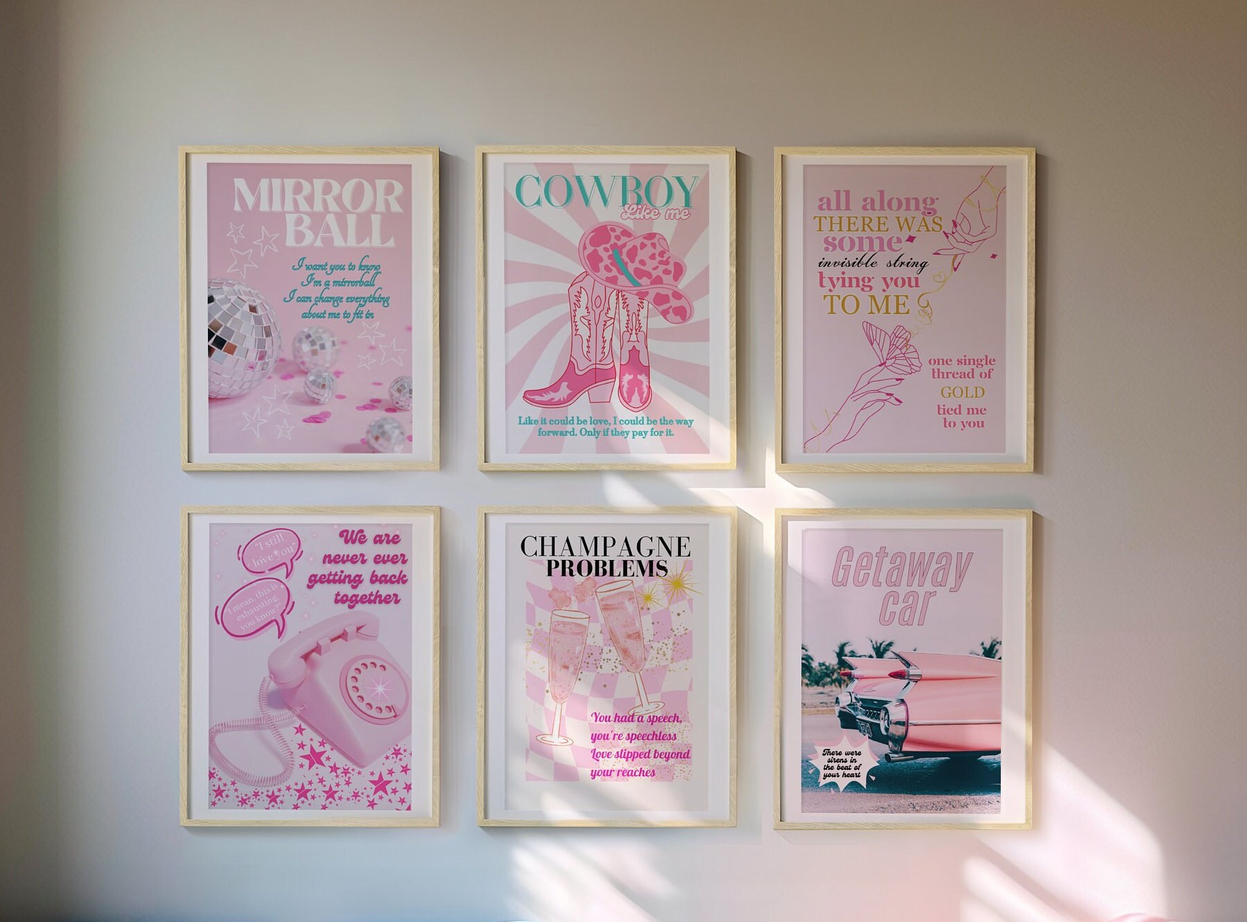 Set of 6 Taylor Prints, Preppy Girly Dorm Room Decor, Taylor Swift Wall ...