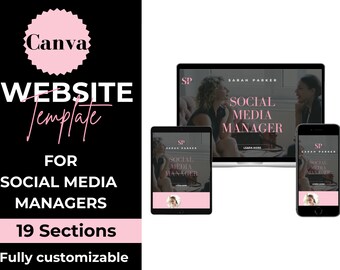 Social Media-Manager Website-Vorlage | Minimales Canva Website Template für einen Social Media Verwalter